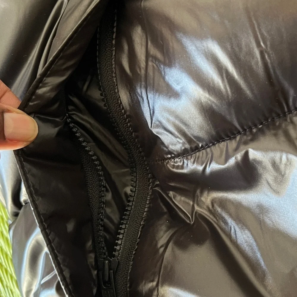 Gap Recycled Nylon Quilted Puffer Jacket Men's XL In High Shine Pri True Black - Picture 8 of 12
